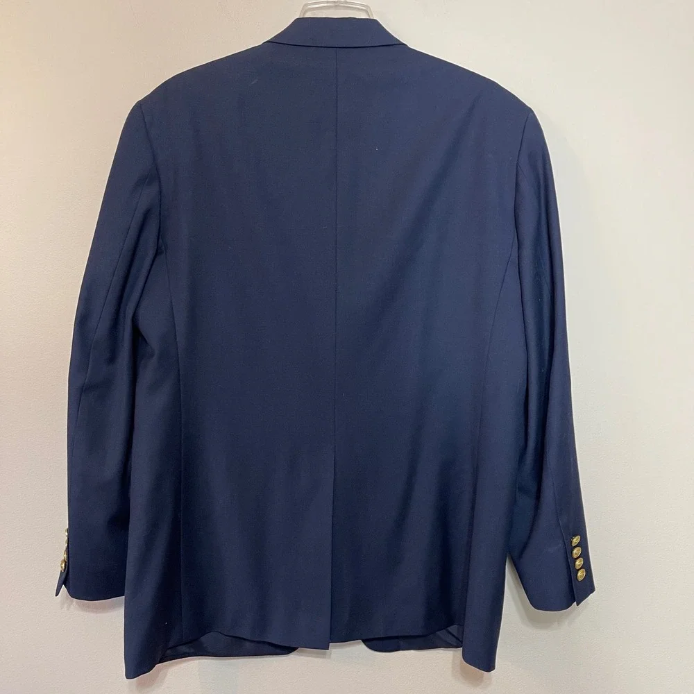 Lauren Ralph Lauren Mens Navy Blue 100% Wool 2-Button Blazer Gold Buttons‎ 43R